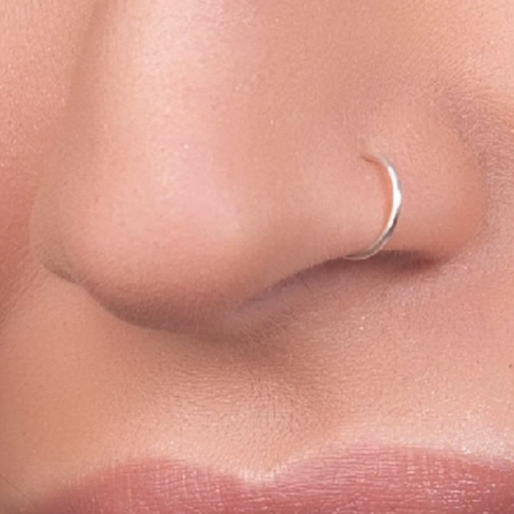 Set of 3 Faux Nose Rings, 2 Silver, 1 Black - Picture 3 of 6